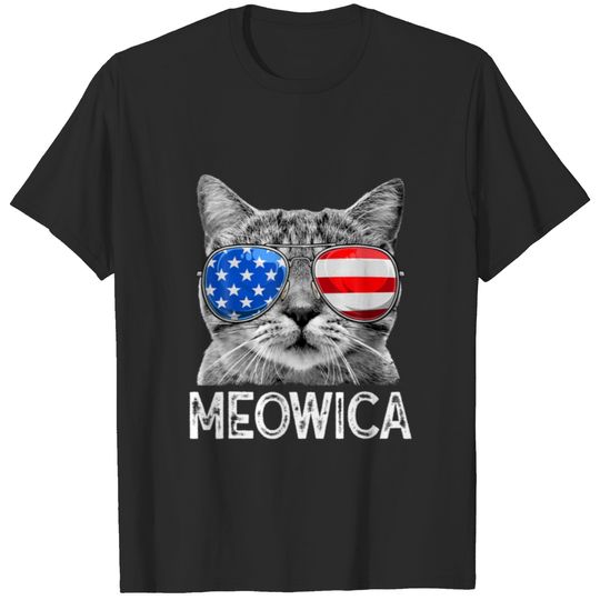Cute American Flag 4Th Of July Meowica Cat Lover K T-shirt