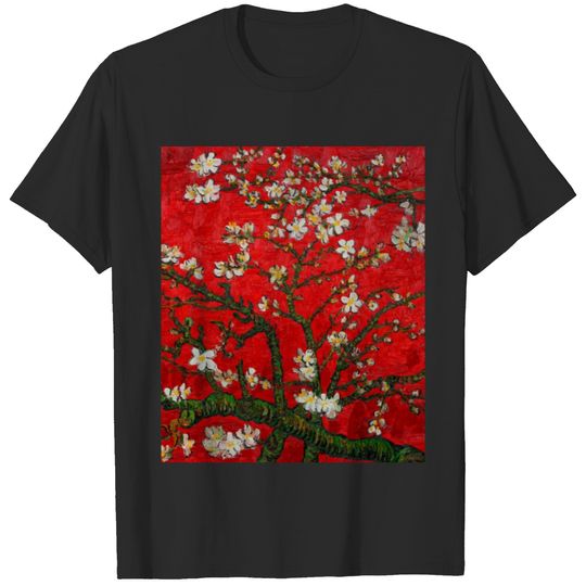 Van Gogh Almond Blossoms Red T-shirt