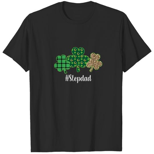 Funny Patrick Shamrock Stepdad Leopard Plaid Green T-shirt