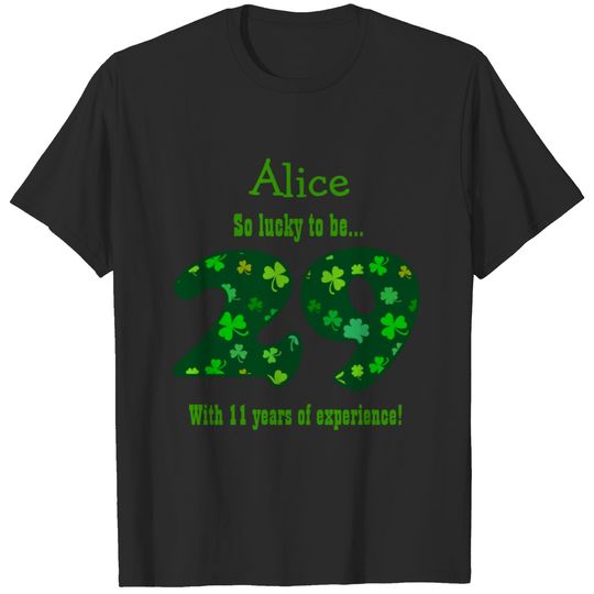 Funny 40th Birthday Shamrock Number Custom Name 1 T-shirt