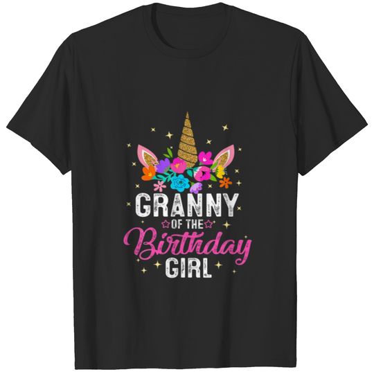 Granny Of The Birthday Girl Mother Gift Unicorn Bi T-shirt
