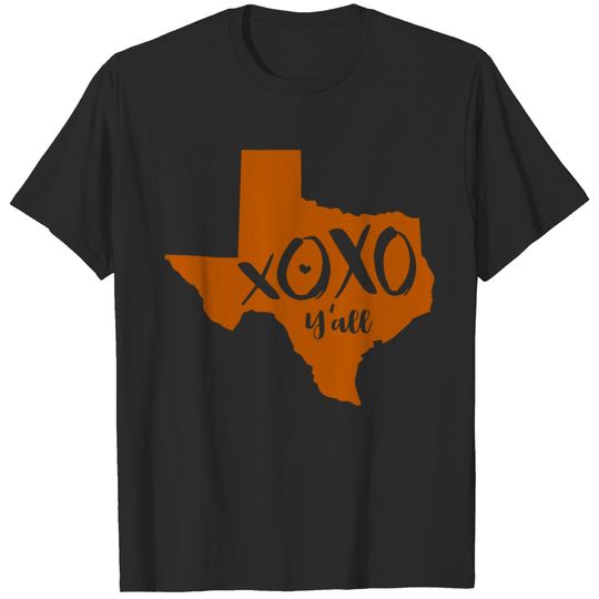 XOXO, Y'all - Burnt Orange Texas State Shape T-shirt