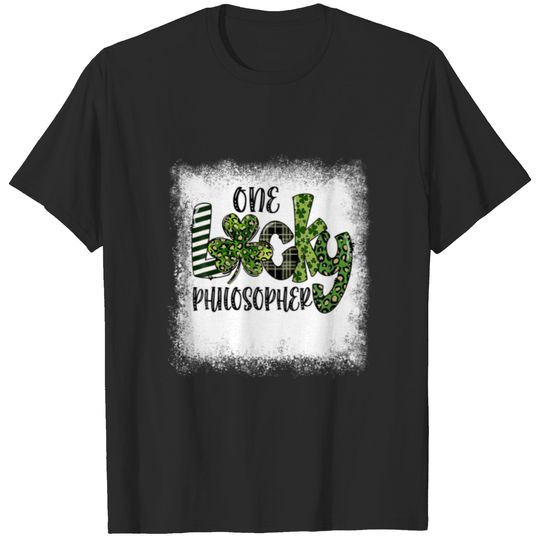 Bleached St Patricks Day Leopard One Lucky Philoso T-shirt
