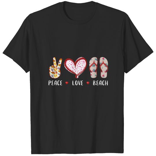 Peace Love Beach Summer Vacation Flip-Flops Cruise T-shirt