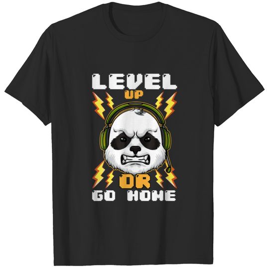 Level Up Funny Video Gamer Panda Bear Gaming Humor T-shirt