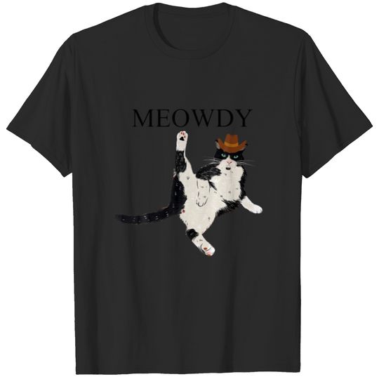 Funny Cowboy Cat Meowdy Fat Cat Western Country Ca T-shirt