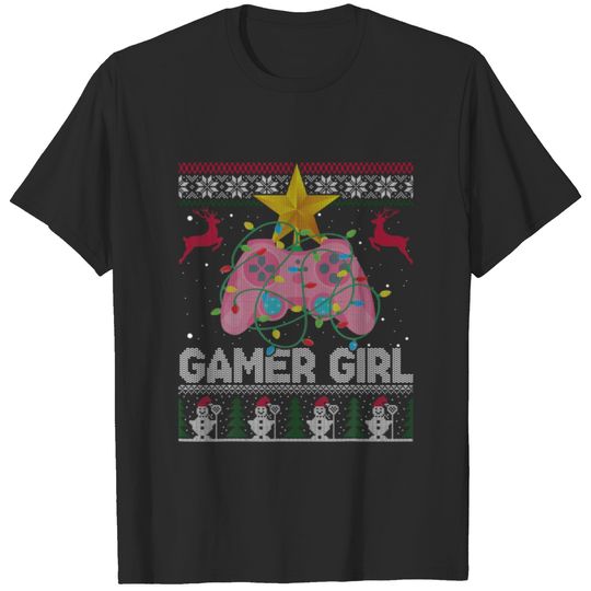 Gamer Girl Christmas Gaming Video Gamer Matching T-shirt