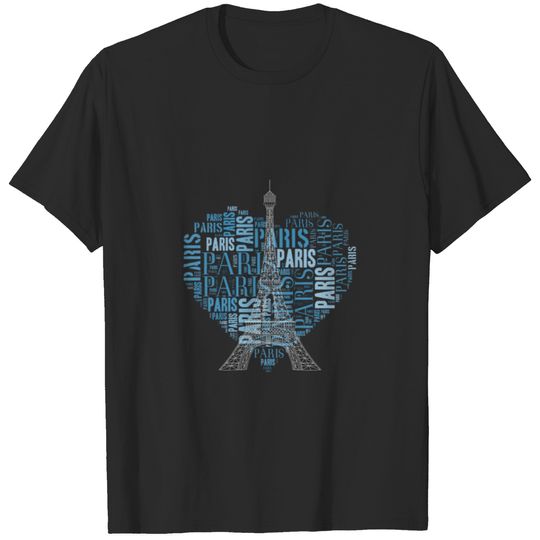 Eiffel Tower & Inscriptions Paris in Heart T-shirt