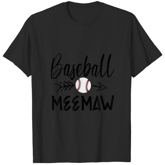 Baseball Meemaw Cute Arrow Father's Mother's Xmas T-shirt