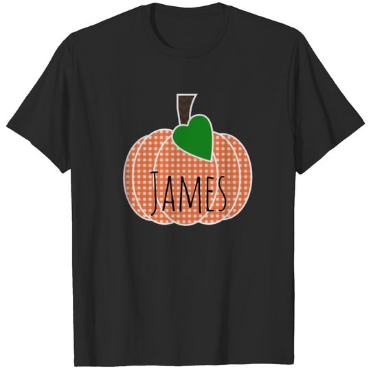 Orange Gingham Pumpkin Fall Thanksgiving Halloween T-shirt