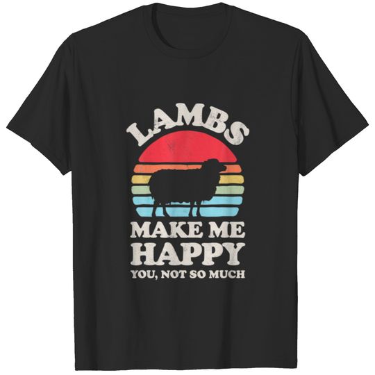 Lambs Make Me Happy Funny Lamb Retro Vintage Farme T-shirt
