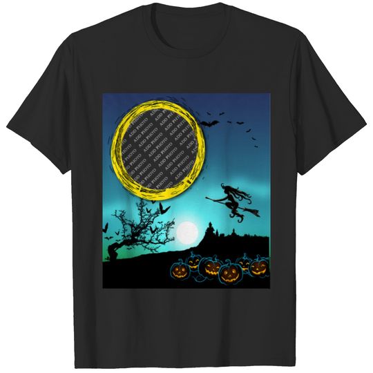 Halloween Witch, Jack o' Lanterns, Photo Frame T-shirt