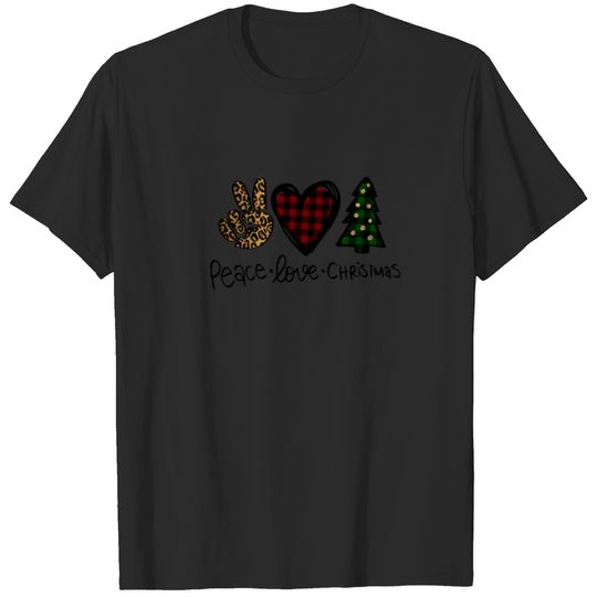 Family Matching Pajamas Peace Love Christmas T-shirt