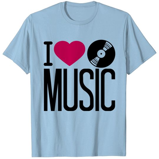music logo I love vinyl heart love music party han T-shirt