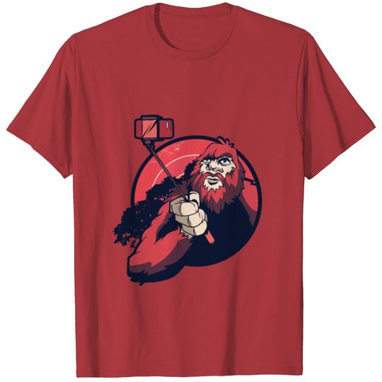 Bigfoot makes a selfie with a selfie stick T-shirt