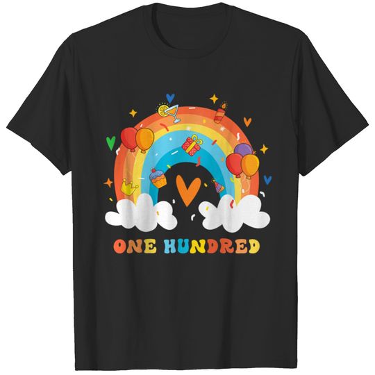 Womens 100th Birthday Gift Rainbow Fan 100 Year Old Women Bday  gifts T-Shirts