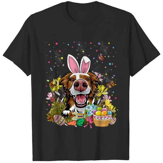 Easter Border Collie Dog Bunny Ears Easter Basket Stuffers  Gifts T-Shirts