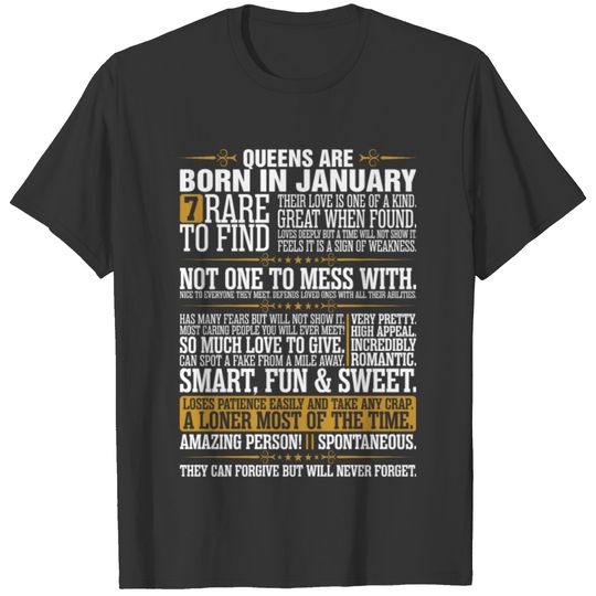 7 Rare To Find Queens Are Born In January T-shirt