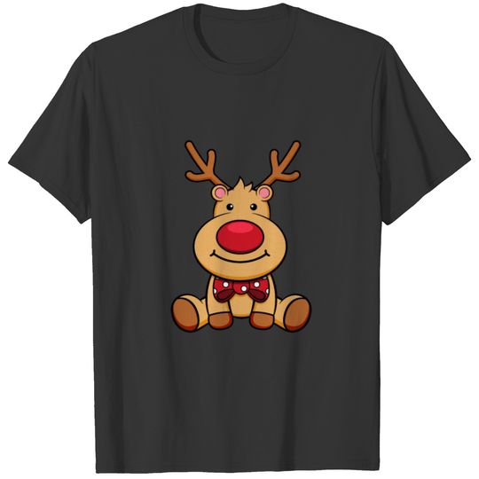 Cute Reindeer Merry Christmas Red Nose Rudolf T-shirt