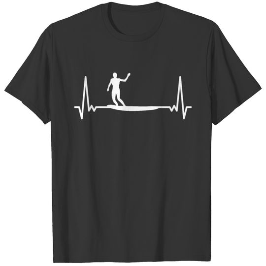 Heartbeat Surfer Surfing Surf Heart Line ECG T-shirt