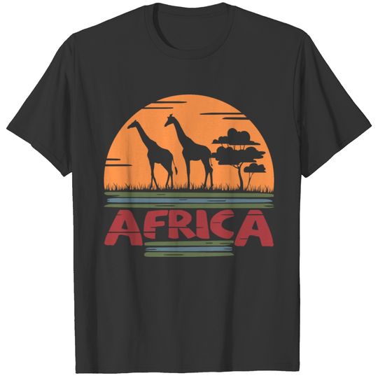 Africa giraffes giraffe lover retro sun T-shirt