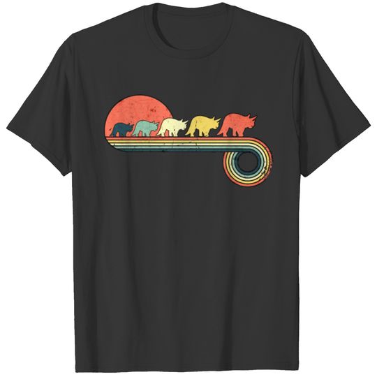 Triceratops Dinosaur Vintage Sunset Rainbow Color T-shirt