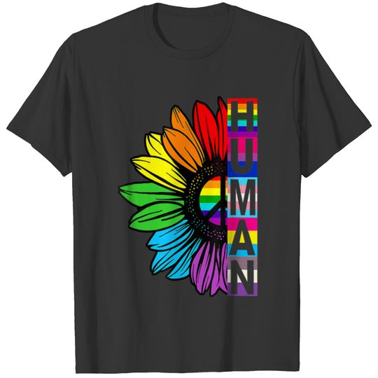 Human Sunflower Rainbow LGBT Flag Gay Pride T-shirt