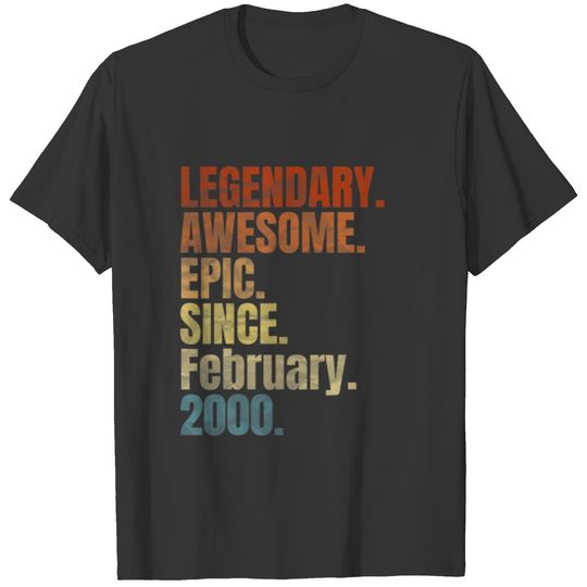 Retro Legendary Since February 2000 T 20 Years Old T-shirt