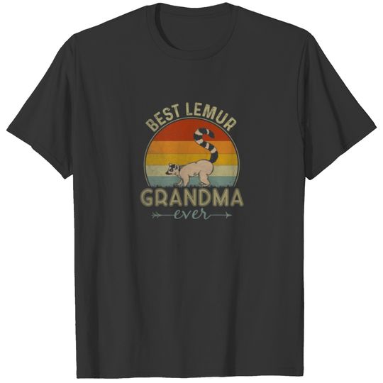 Womens Best Lemur Grandma Ever Retro Design Funny T-shirt