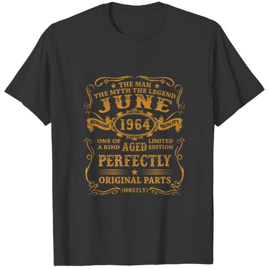 Mens 58 Year Old Gifts June 1964 Man Myth Legend 5 T-shirt