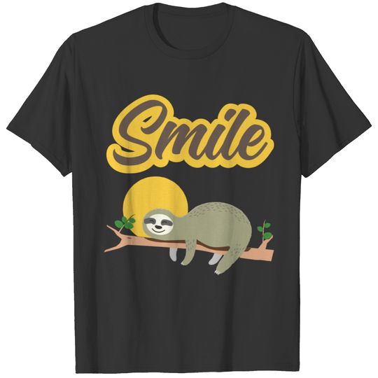 Smile-smiling sloth hanging and a tree branch T-shirt