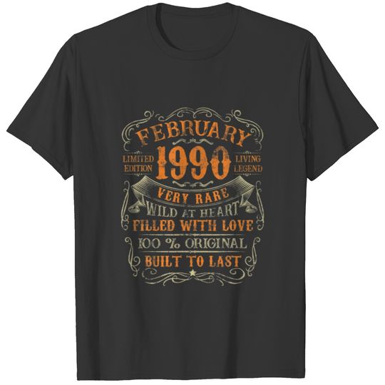 February Vintage 1990 Limited 32 Years Old 32Nd Bi T-shirt
