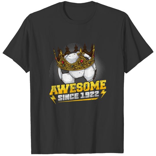 Soccer King 100Th Birthday Crown Awesome Since 192 T-shirt