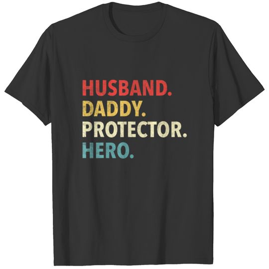 Mens Retro Vintage Husband Daddy Protector Hero Fu T-shirt