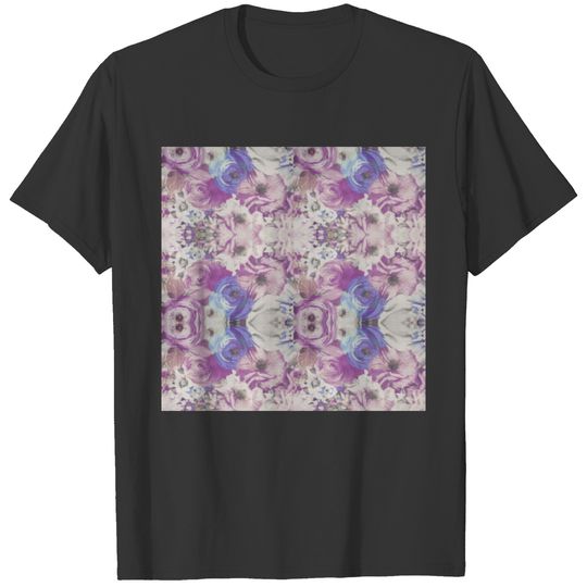 Blue Purple Flower Abstract Polo T-shirt