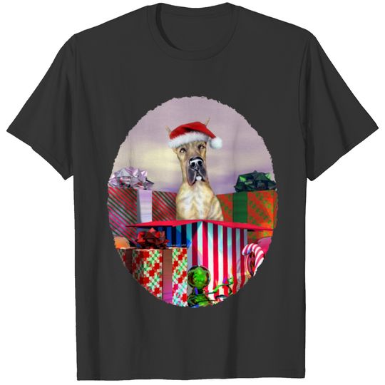 Great Dane Christmas Surprise Brindle T-shirt