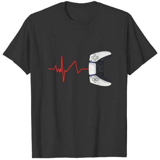 Gamer Heartbeat Red Laser Video Game Lover Gift Ga T-shirt