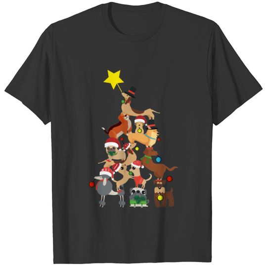 dog forming christmas tree T-shirt