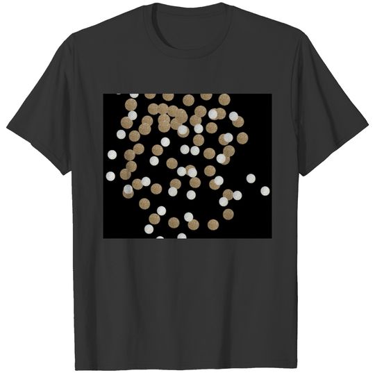glam black and white dots champagne gold confetti T-shirt