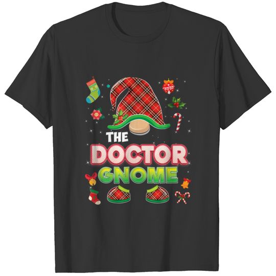 The Doctor Gnome Buffalo Plaid Matching Christmas T-shirt