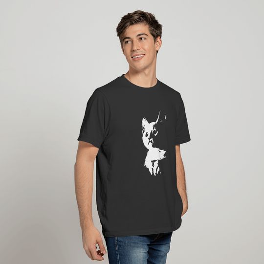 Cat drawing painted silhouette drawn T-shirt