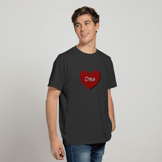 Oma in a Red Heart T-shirt