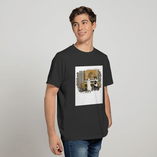 Dogs watching dog dish with food on TV T-shirt