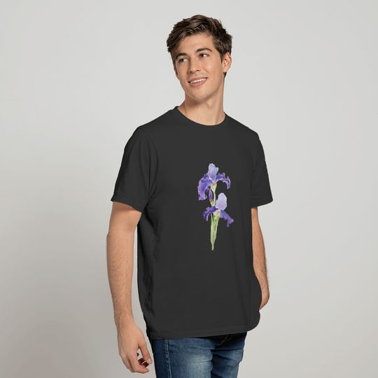 two purple irises ink and watercolor T-shirt