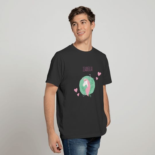 Magical Unicorn Pink and Teal with Name Girl T-shirt
