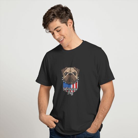 American Patriotic pug T-shirt