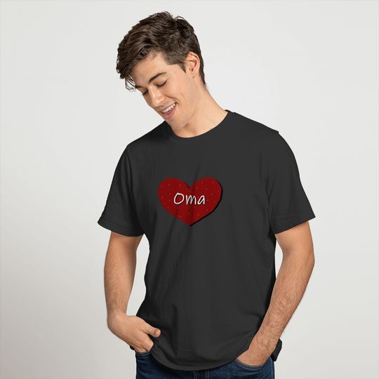 Oma in a Red Heart T-shirt