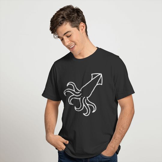 Squid Badge Patch Line Art Icon Outline T-shirt
