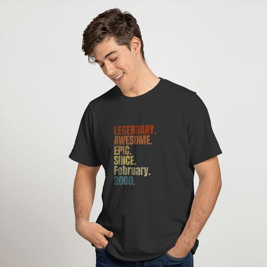 Retro Legendary Since February 2000 T 20 Years Old T-shirt