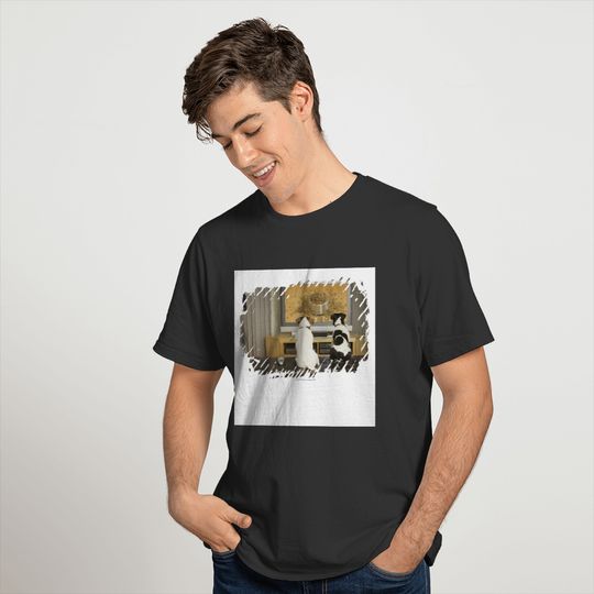 Dogs watching dog dish with food on TV T-shirt